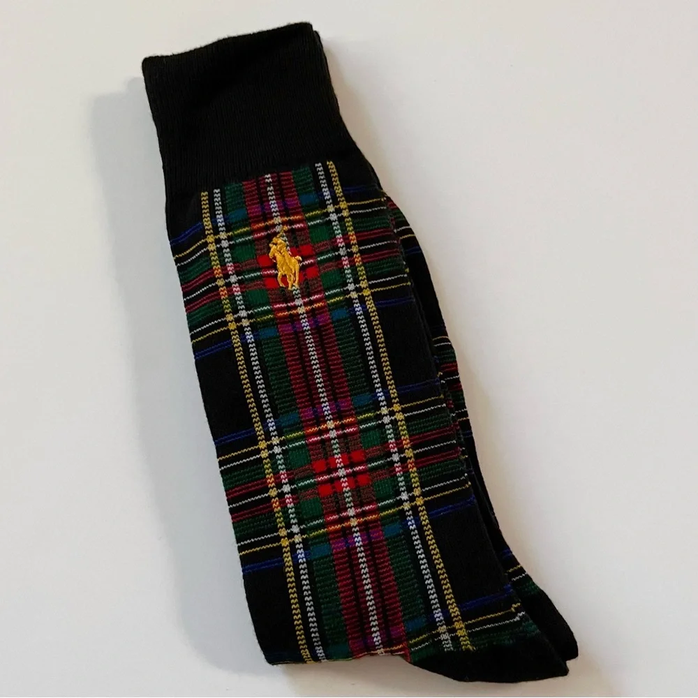 Ralph Lauren Plaid Black long Socks